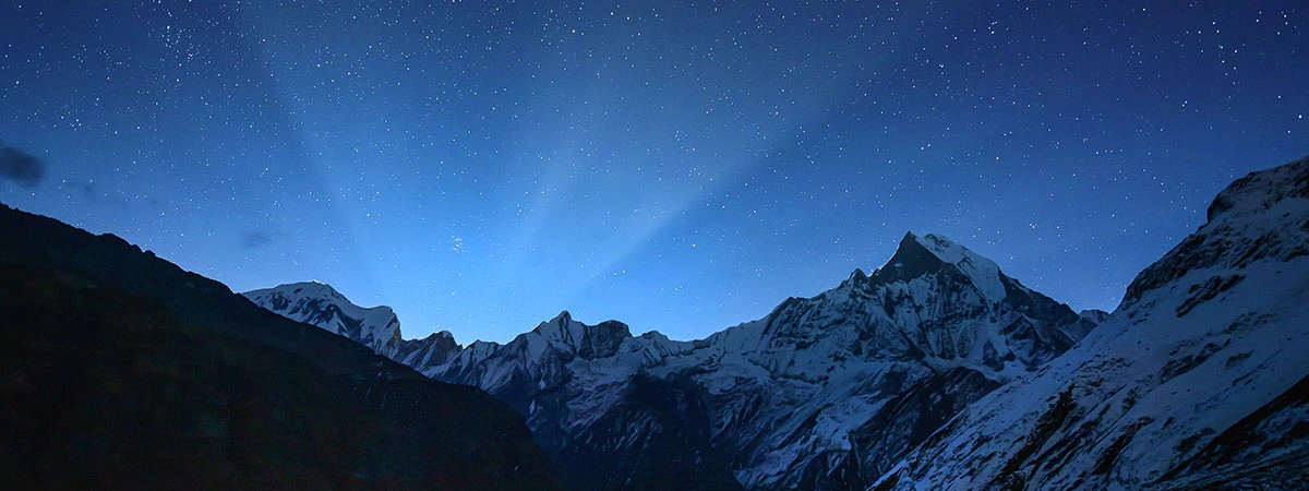 Machapuchare With Moon Light