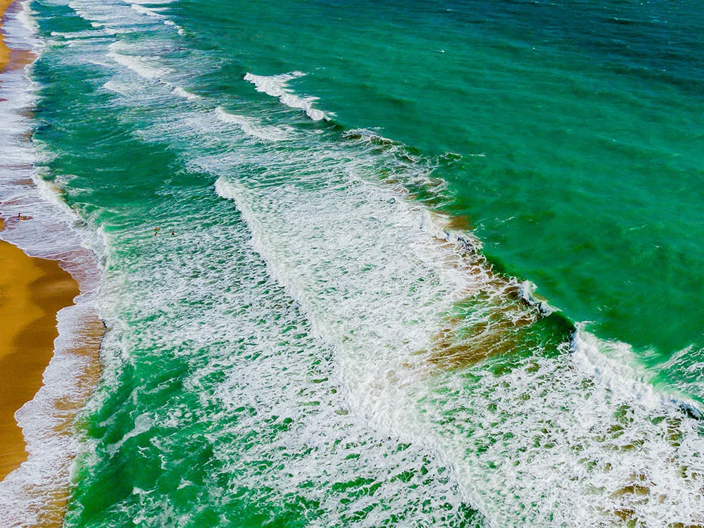 Aerial view of ocean waves on the West coast