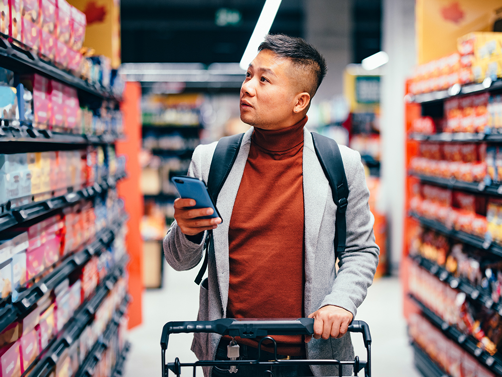 Male Searching for Groceries