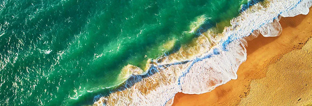 Aerial view of Atlantic ocean shore line