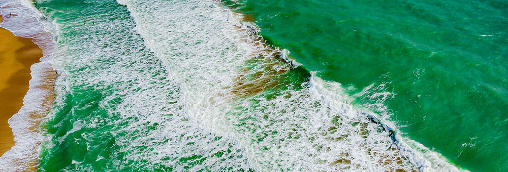 Aerial view of ocean waves on the West coast