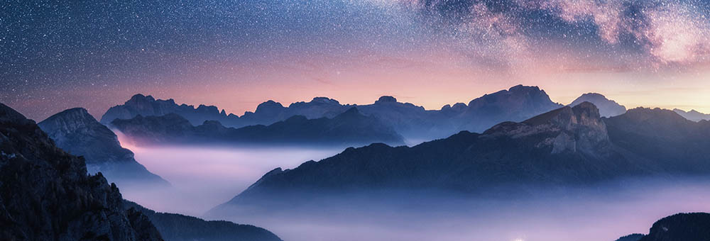 Dolomites at night