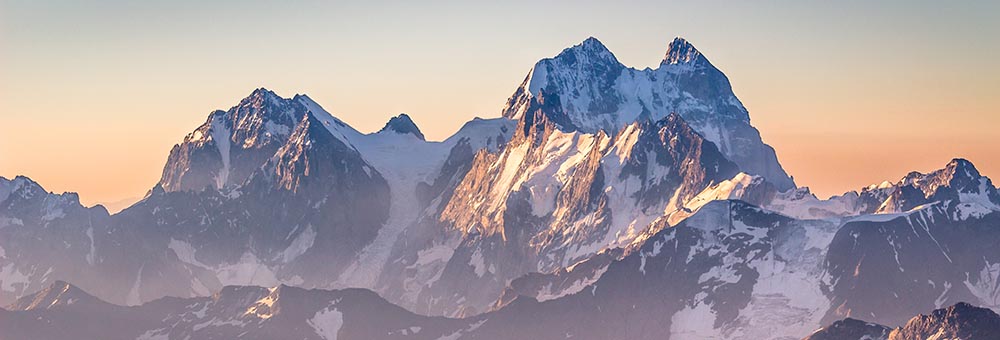 Ushba mountain at sunset